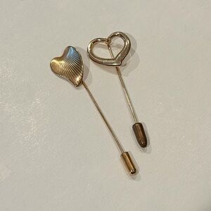 Gold Heart-Shaped Brooch Set Vintage Hat Pins